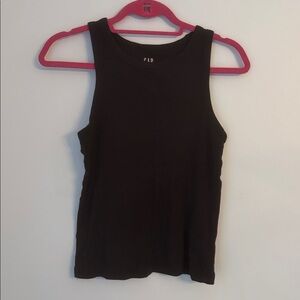 GAP Black Ribbed Modern High Neck Tank Top Size Medium